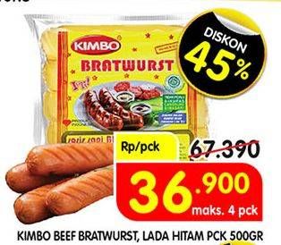 Promo Harga KIMBO Bratwurst Lada Hitam, Original 6 pcs - Superindo