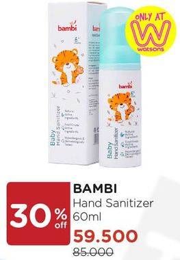 Promo Harga BAMBI  Baby Hand Sanitizer 60 ml - Watsons