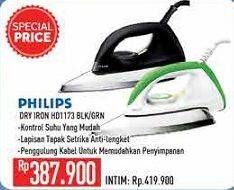 Promo Harga PHILIPS HD 1173 | Dry Iron Black, Green  - Hypermart