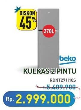 Promo Harga Beko RDNT271I50VZWB Kulkas Pembeku Atas  - Hypermart