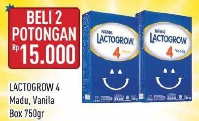 Promo Harga LACTOGROW 4 Susu Pertumbuhan Madu, Vanila per 2 box 750 gr - Hypermart
