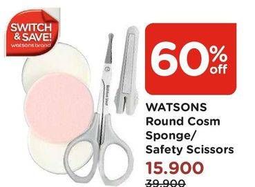 Promo Harga Round Cosmetic Sponge/Scissors  - Watsons
