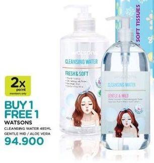 Promo Harga WATSONS Cleansing Water Fresh Soft, Gentle Mild 485 ml - Watsons