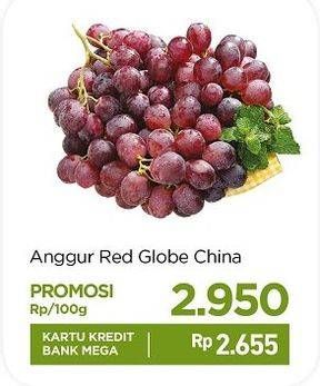 Promo Harga Anggur Red Globe Cina per 100 gr - Carrefour