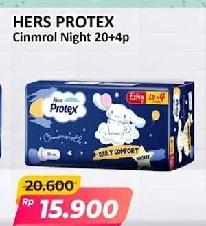 Promo Harga Hers Protex Comfort Night Wing 30cm, Wing 35cm 24 pcs - Alfamart