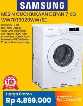 Promo Harga SAMSUNG WW70T3020WW/SE Washing Machine with Quick Wash and Drum Clean  - Courts