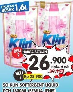 Promo Harga SO KLIN Liquid Detergent All Variants 1600 ml - Superindo