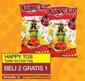 Promo Harga Happy Tos Tortilla Chips Hot Chili 140 gr - Yogya