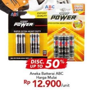 Promo Harga ABC Battery Alkaline  - Carrefour
