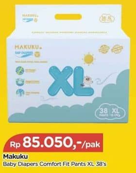 Promo Harga Makuku Comfort Fit Diapers Pants XL38 38 pcs - TIP TOP