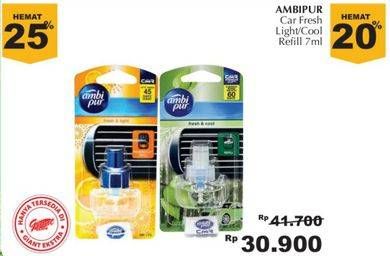 Promo Harga AMBIPUR Car Freshener Premium Clip Refill Fresh Cool, Fresh Light 7 ml - Giant