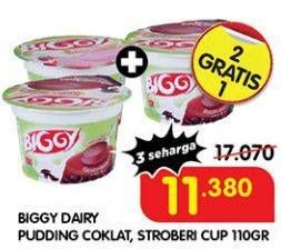 Promo Harga Biggy Dairy Pudding Chocolate, Strawberry 105 gr - Superindo