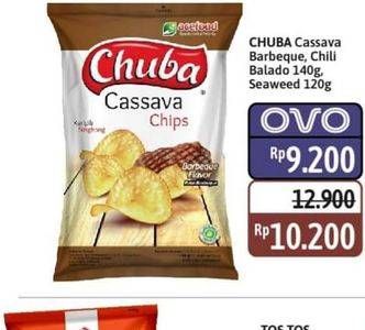 Promo Harga Chuba Cassava Chips BBQ, Sambal Balado, Rumput Laut 120 gr - Alfamidi