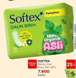 Promo Harga Softex Pantyliner Daun Sirih Regular 20 pcs - Watsons