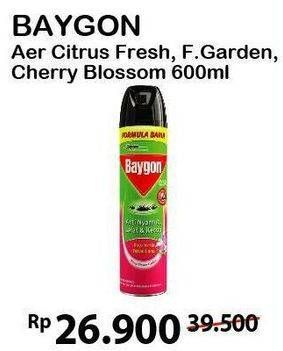 Promo Harga BAYGON Insektisida Spray Citrus Fresh, Flower Garden, Cherry Blossom 600 ml - Alfamart