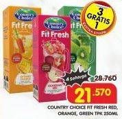 Promo Harga COUNTRY CHOICE Fit Fresh Juice Guardian Red, Optimist Orange, Purify Green 250 ml - Superindo
