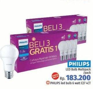 Promo Harga PHILIPS Lampu LED Bulb per 4 pcs - LotteMart