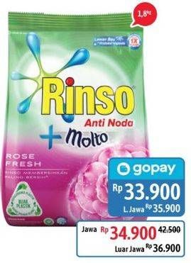 Promo Harga RINSO Molto Detergent Bubuk 1800 gr - Alfamidi