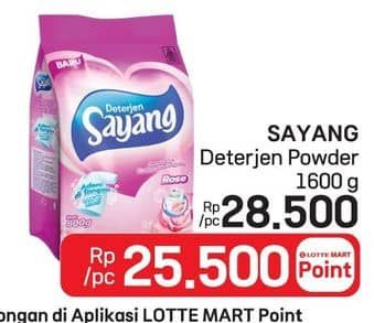 Promo Harga Sayang Detergent Powder Rose 1600 gr - LotteMart