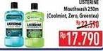 Promo Harga LISTERINE Mouthwash Antiseptic Cool Mint, Natural Green Tea, Zero 250 ml - Hypermart