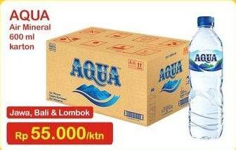 Promo Harga AQUA Air Mineral per 24 botol 600 ml - Indomaret