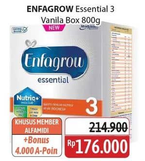 Promo Harga Enfagrow Essential 3 Susu Formula Vanila 800 gr - Alfamidi