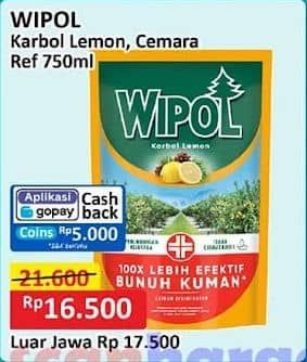 Promo Harga Wipol Karbol Wangi Lemon, Cemara 750 ml - Alfamart