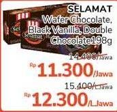 Promo Harga SELAMAT Wafer Chocolate, Black Vanilla, Double Chocolate 198 gr - Alfamidi