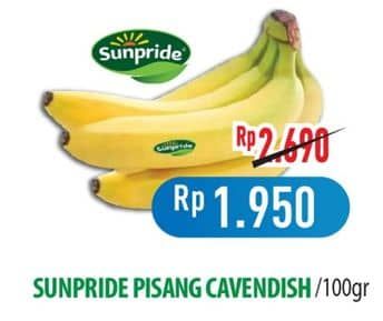 Promo Harga Sunpride Pisang Cavendish per 100 gr - Hypermart
