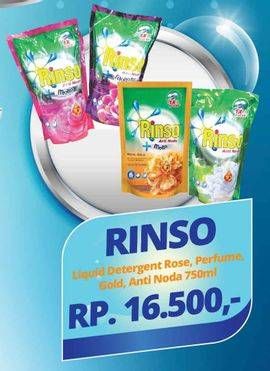 Promo Harga RINSO Liquid Detergent Rose, Perfume, Gold, Anti Noda 750 ml - Yogya