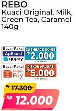 Promo Harga Rebo Kuaci Bunga Matahari Original, Milk, Green Tea, Caramel 140 gr - Alfamart