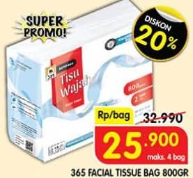 Promo Harga 365 Facial Tissue 800 gr - Superindo