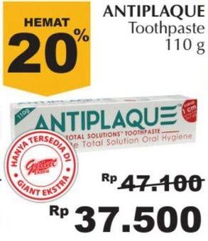 Promo Harga ANTIPLAQUE Toothpaste 110 gr - Giant