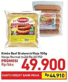 Promo Harga KIMBO Bratwurst Sapi, Keju 500 gr - Carrefour