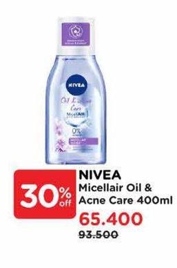 Promo Harga Nivea MicellAir Skin Breathe Micellar Water Oil Acne Care 400 ml - Watsons