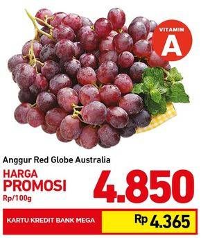 Promo Harga Anggur Red Globe Australia per 100 gr - Carrefour