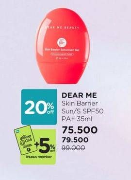 Promo Harga Dear Me Beauty Skin Barrier Sunscreen SPF50 PA+ 35 ml - Watsons