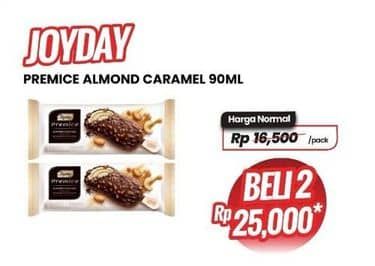 Promo Harga Joyday Ice Cream Stick Premice Almond Caramel 90 ml - Carrefour