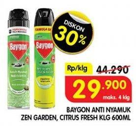 Promo Harga Baygon Insektisida Spray Zen Garden, Citrus Fresh 600 ml - Superindo