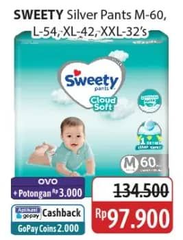 Promo Harga Sweety Silver Pants M60, L54, XL42, XXL32 32 pcs - Alfamidi