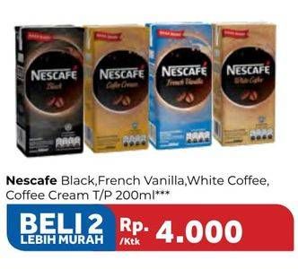 Promo Harga Nescafe Ready to Drink Black, French Vanila, White, Coffee Cream per 2 pcs 200 ml - Carrefour