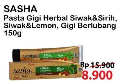 Promo Harga SASHA Toothpaste Whitening Herbal Siwak Sirih, Siwak Lemon 150 gr - Alfamart