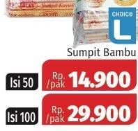 Promo Harga CHOICE L Sumpit Bambu 100 pcs - Lotte Grosir