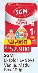 Promo Harga SGM Eksplor Soya 1-5 Susu Pertumbuhan Vanila, Madu 400 gr - Alfamart