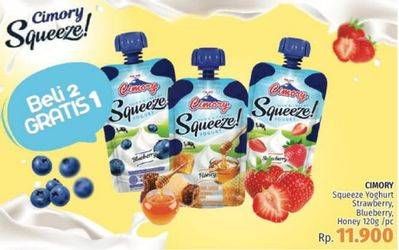 Promo Harga CIMORY Squeeze Yogurt Strawberry, Blueberry, Honey 120 gr - LotteMart