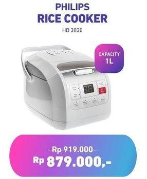 Promo Harga PHILIPS Rice Cooker HD 3030  - Electronic City