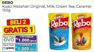 Promo Harga Rebo Kuaci Bunga Matahari Original, Milk, Green Tea, Caramel 150 gr - Alfamart