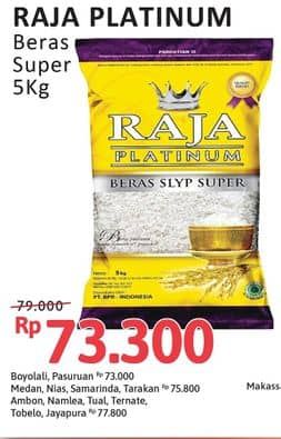 Promo Harga Raja Platinum Beras Slyp Super 5000 gr - Alfamidi