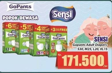 Promo Harga Sensi GoPants Adult Diapers L20+4, M25+5, S30+6, XL15+3 18 pcs - Hari Hari