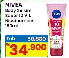 Promo Harga Nivea Extra Bright 10 Super Vitamins & Skin Food Serum 180 ml - Indomaret